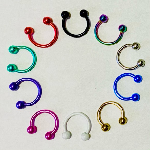 Horseshoe Ring Hoop 16g 8mm 5/16" Lip Ear Nose - Picture 2 of 8